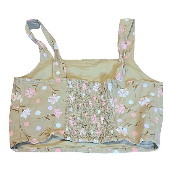 BP Button Front Linen Blend Tank in Beige Oink Sophie Floral NWT - Picture 5 of 5